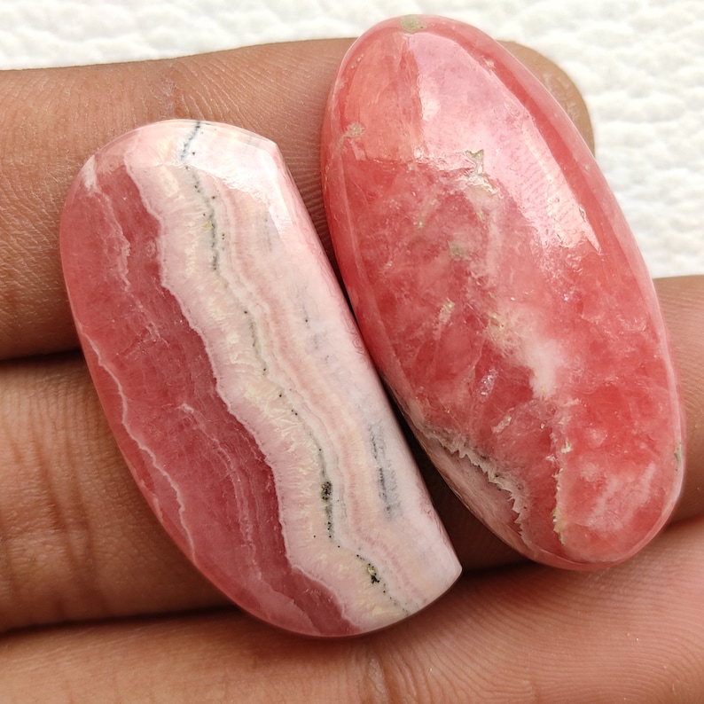 Rare Natural Good Quality Designer Rhodochrosite Cabochon Unique Gemstone for ring and Jewelry 2pcs Pink Rhodochrosite Smooth Polished R1342