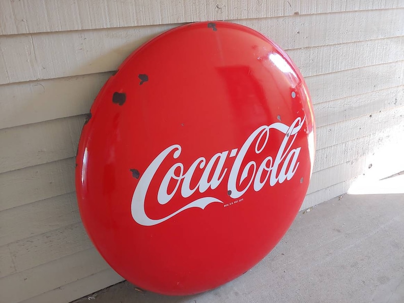 Vintage 48 Inch 4 Foot Coca Cola Porcelain Button Sign Etsy