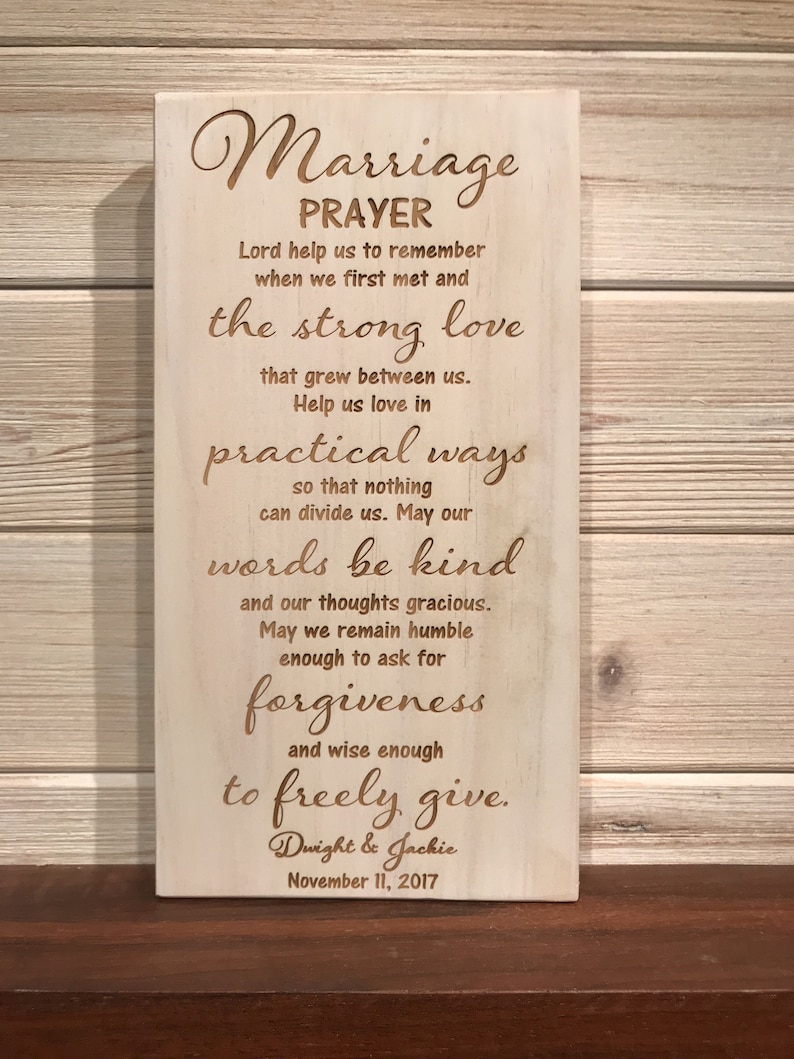 Marriage Prayer Wall Plaque Laser Engraved Personalized Custom | Etsy