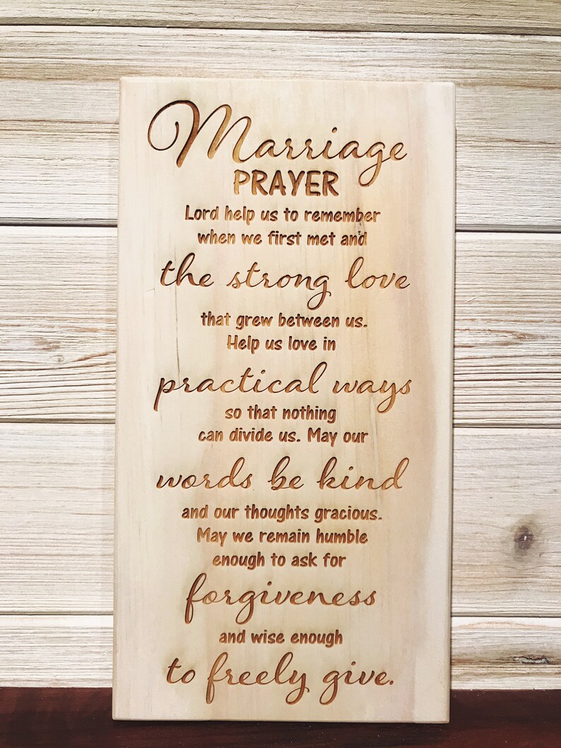 Marriage Prayer Wall Plaque Laser Engraved Personalized Custom Etsy