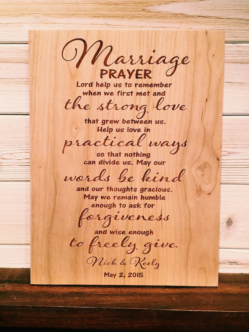 Marriage Prayer Wall Plaque Laser Engraved Personalized Custom | Etsy