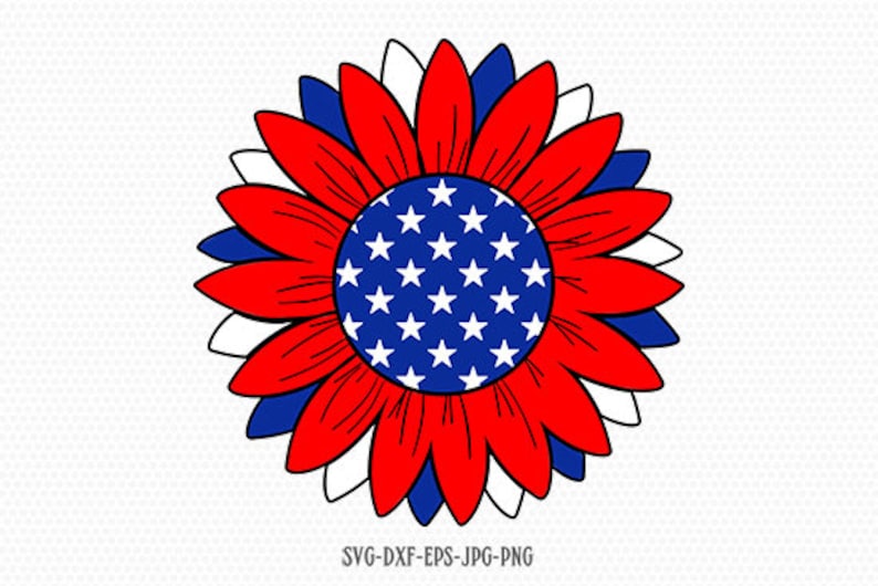 Patriotic Sunflower Svg Usa Svg American Flag Svg Flag Svg 