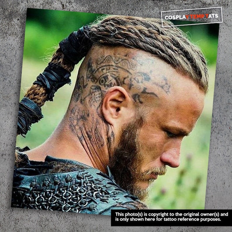 Ragnar Lothbrok temporäre Tattoos Temp Tat Wikinger Kopf Runen Etsy