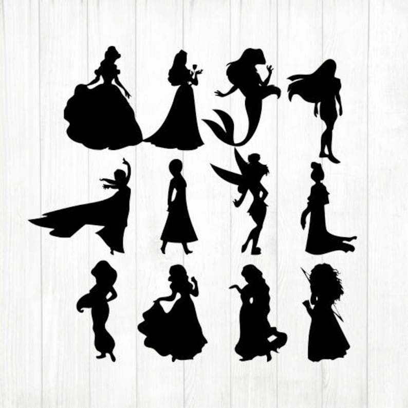 Download SOFORTIGER DOWNLOAD Disney Prinzessin Silhouette Disney | Etsy