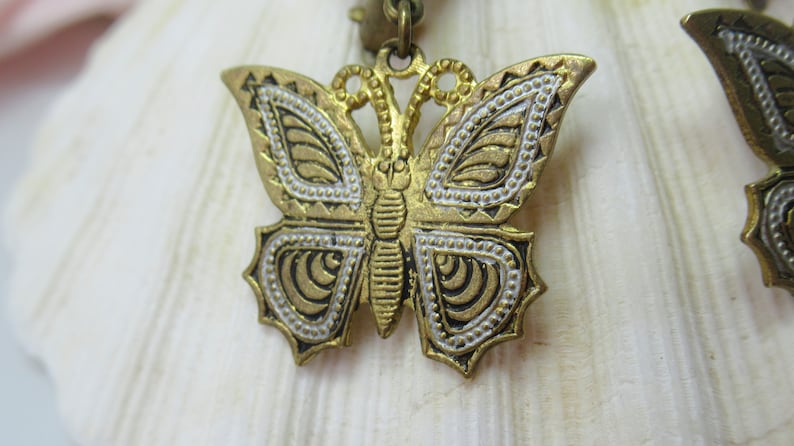 Earrings 1950/'s Toledo 50/'s fashion 1950/'s Revival Butterflies Clip-on Spanish Vintage Damascene