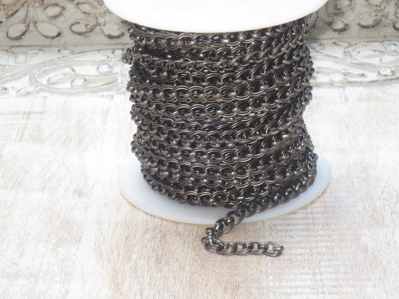 Double Link Chain Matte Gunmetal Double Link Curb Chain
