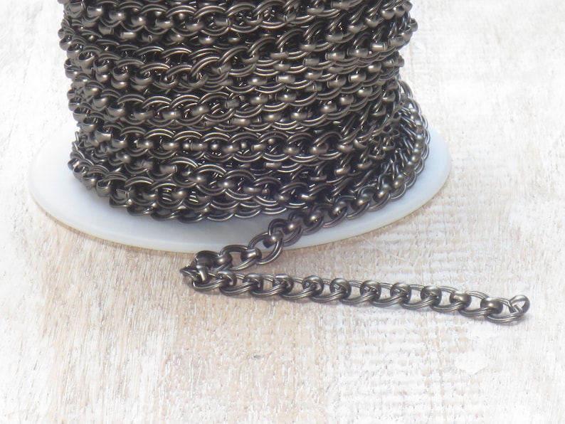 Double Link Chain Matte Gunmetal Double Link Curb Chain