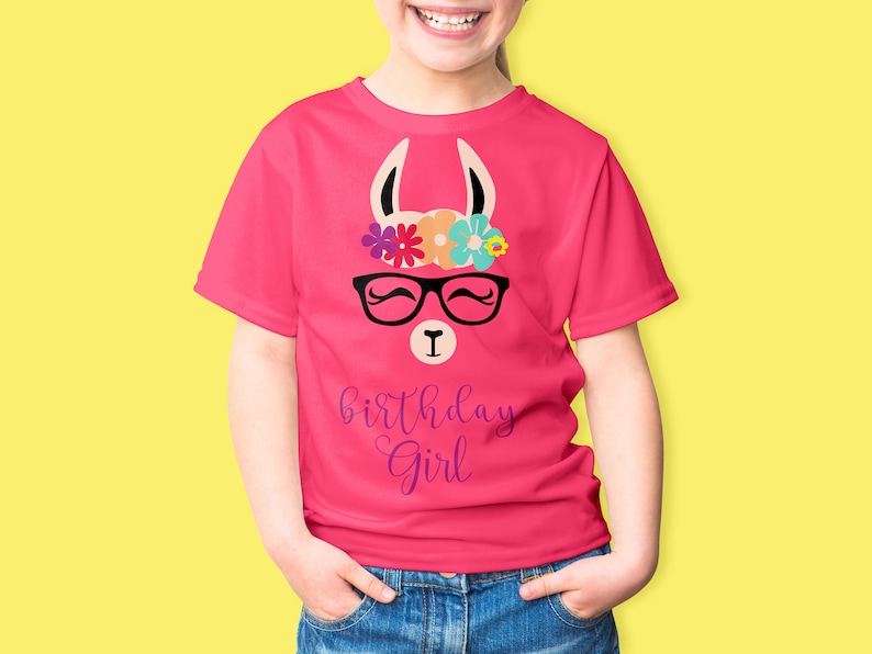 Download Llama SVG Llama Birthday Girl T-shirt design Cut File DXF ...