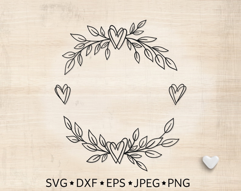 Download Heart Laurel Svg Cut File Wedding monogram svg Floral ...