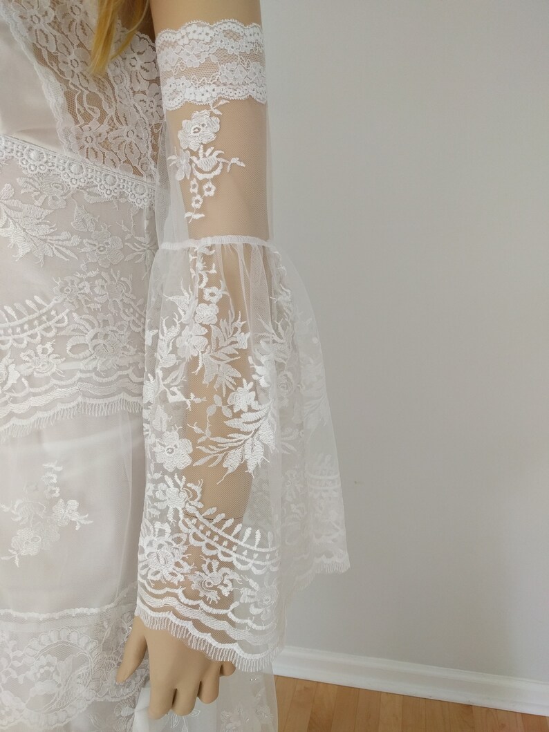 ivory lace bell sleeve dress