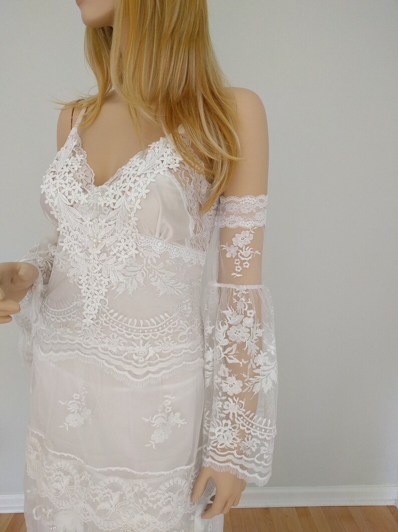 ivory lace bell sleeve dress
