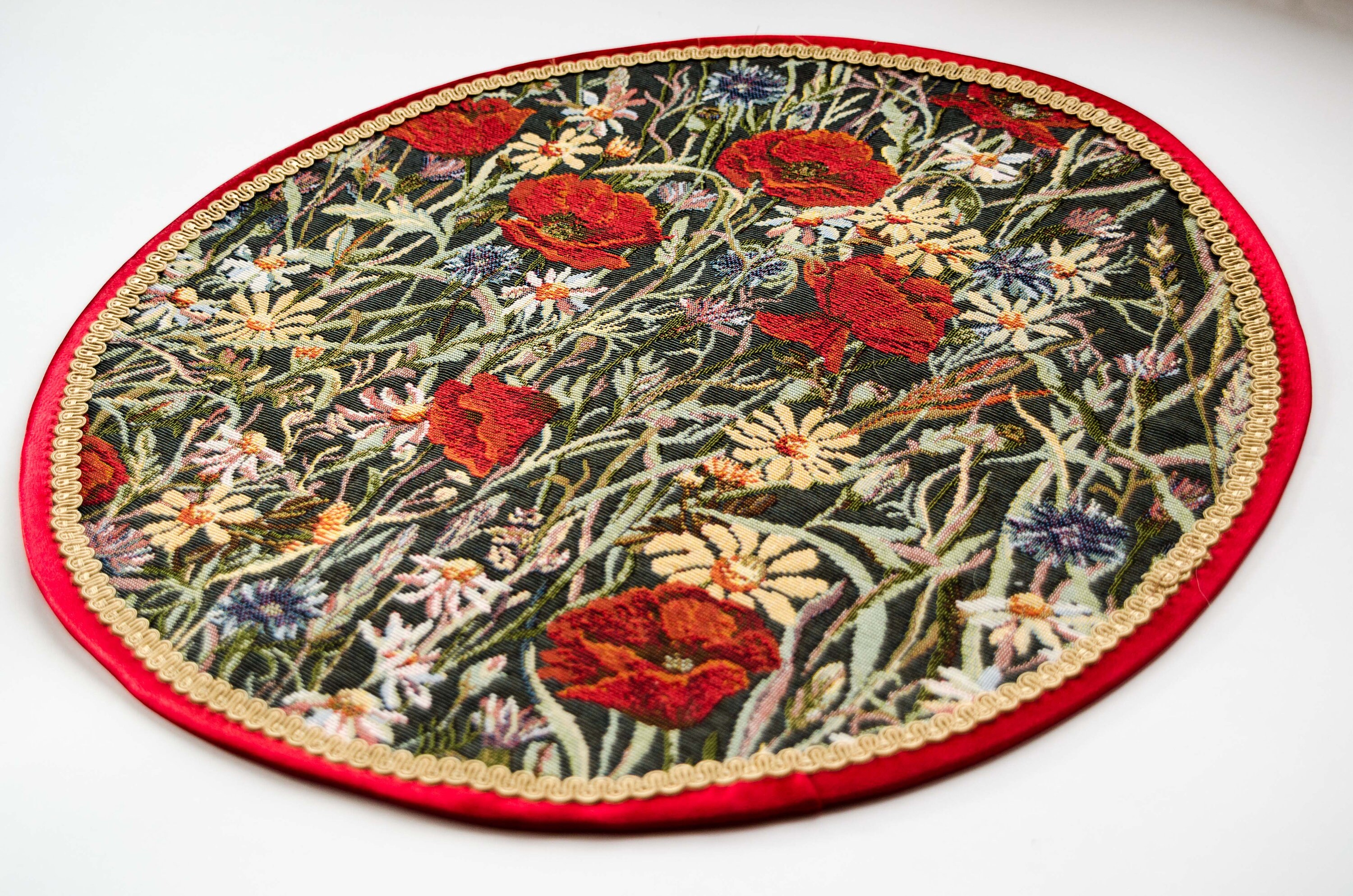 Round floral tapestry PLACEMAT sewn from durable and washable Etsy