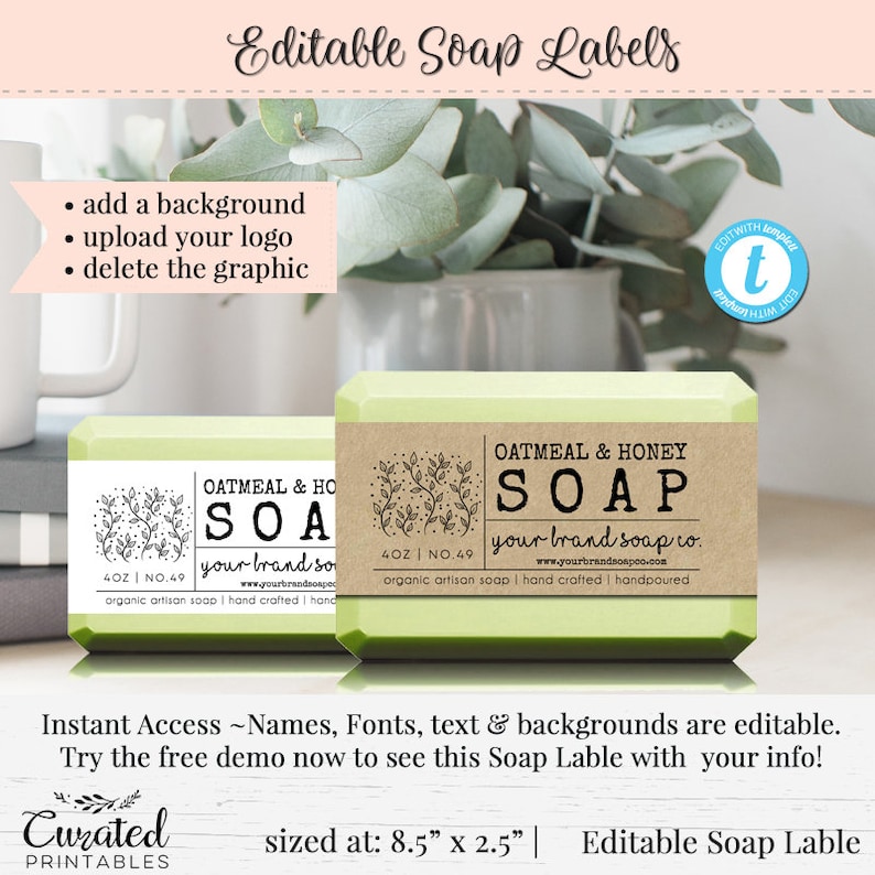 Soap Label Editable Label Bath Product Label Diy Ingredient Etsy 