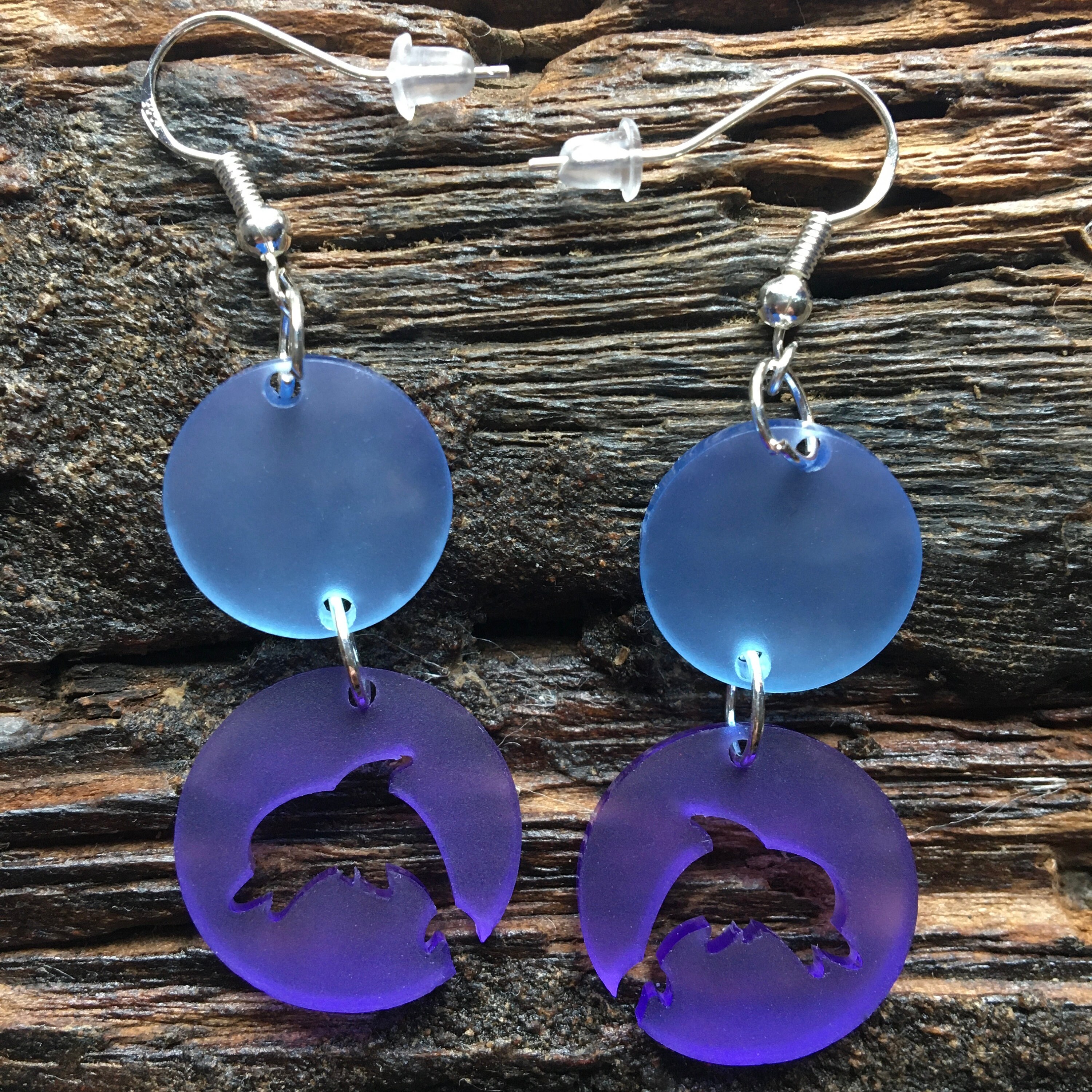 Frosted Acrylic Dolphin Earrings with Silver Hooks Etsy