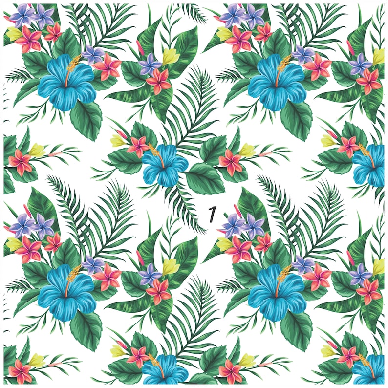 Floral HTV Vinyl Tropical pattern on White Vinyl Sheets | Etsy