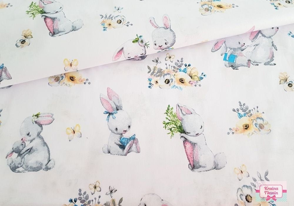 Bunny Fabric Rabbits Fabricsweet Bunnies Cotton Fabric baby | Etsy