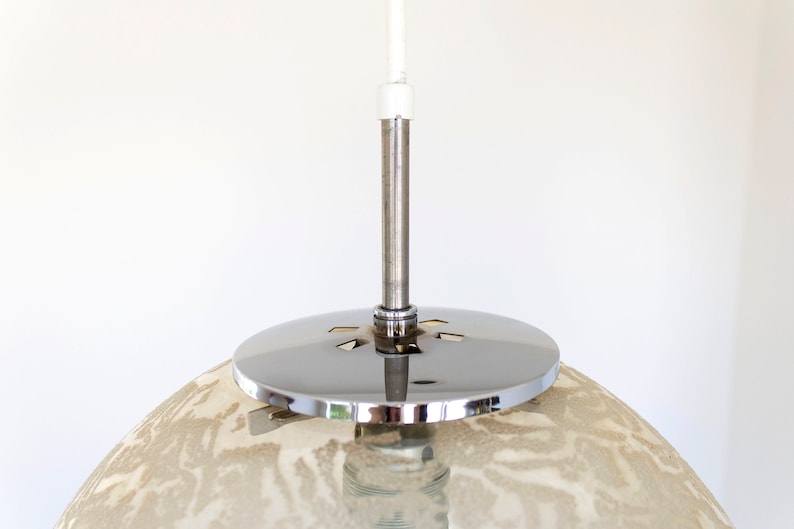 Mid Century Vintage Glashutte Limburg Bubble Glass Pendant Lamp Amber Glass Vintage Globe Hanging Lamp Design Lighting