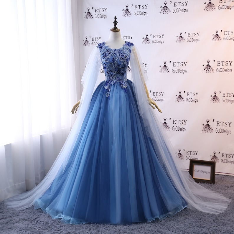 Custom Women Blue Prom Dress Ball Gown Long Quinceanera Dress | Etsy