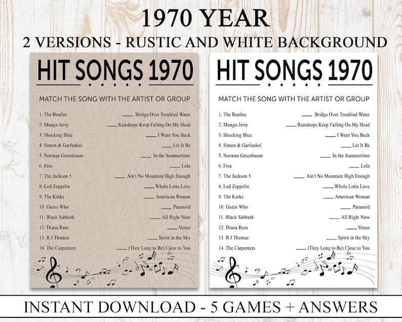 50th birthday party games printable born in 1970 1970s