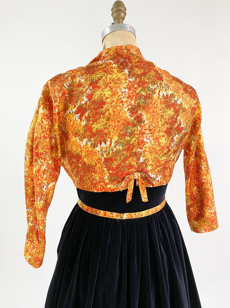 Vintage 1950s Velvet Full Skirt Party Dress Cropped Jacket M L Best