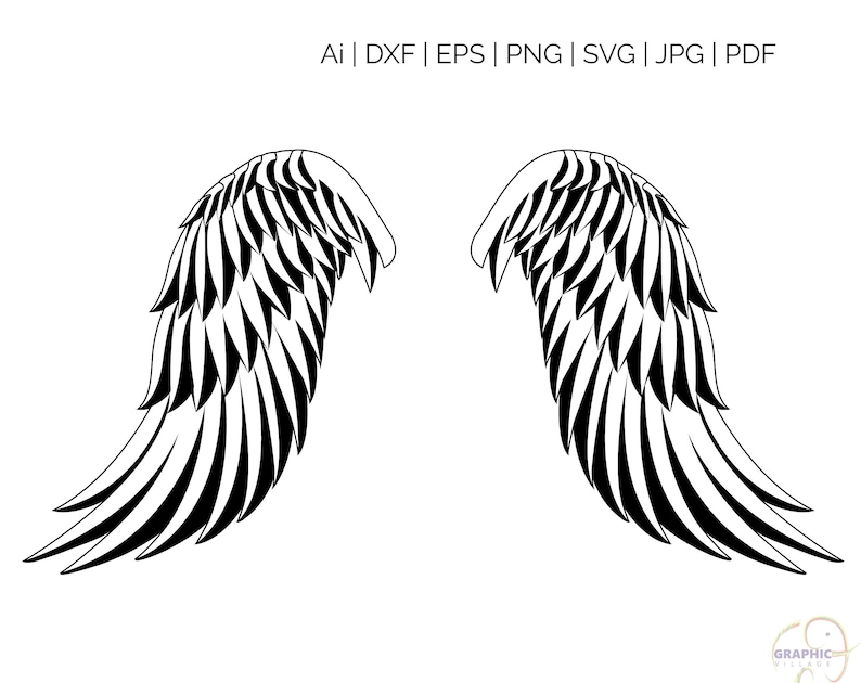 Download Angel Wings SVG Silhouette and Cricut Cut Cutting file svg | Etsy