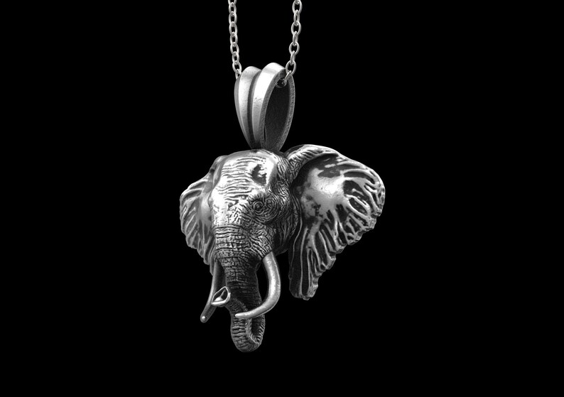 Elephant Pendant Silver Elephant Head Necklace African Elephant Necklace Animal Silver Necklace Sterling Silver Elephant Head Pendant