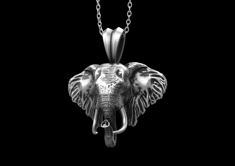 Elephant Pendant Silver Elephant Head Necklace African Elephant Necklace Animal Silver Necklace Sterling Silver Elephant Head Pendant
