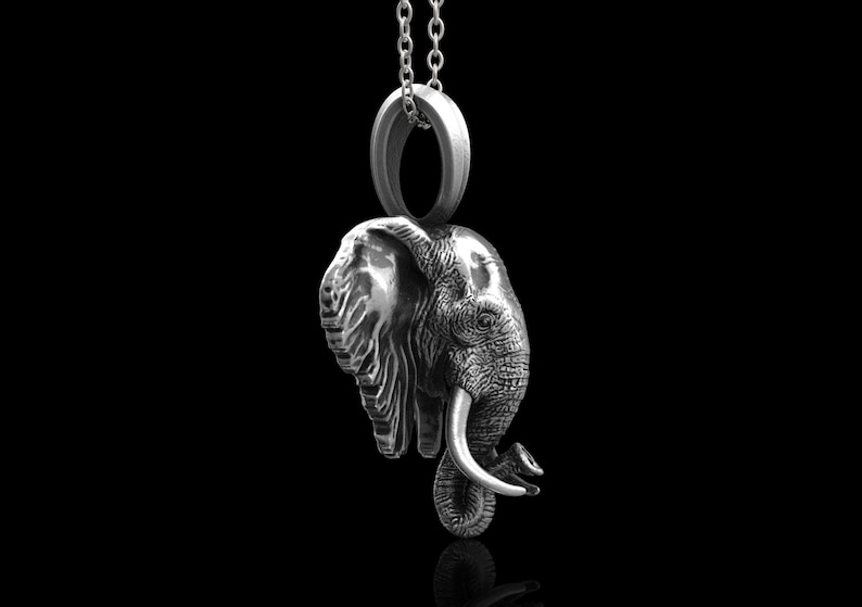 Elephant Pendant Silver Elephant Head Necklace African Elephant Necklace Animal Silver Necklace Sterling Silver Elephant Head Pendant