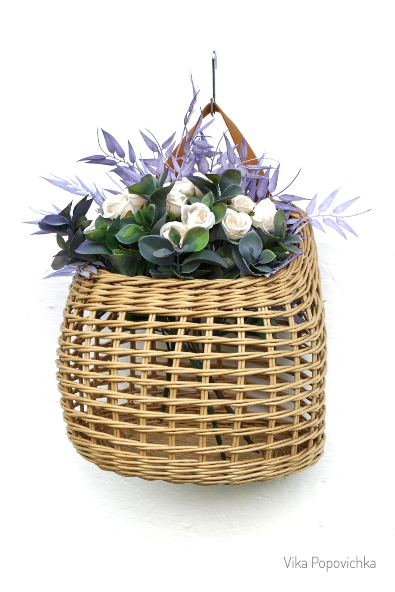 Wicker wall decor Door Basket Summer Wildflowers door basket Etsy