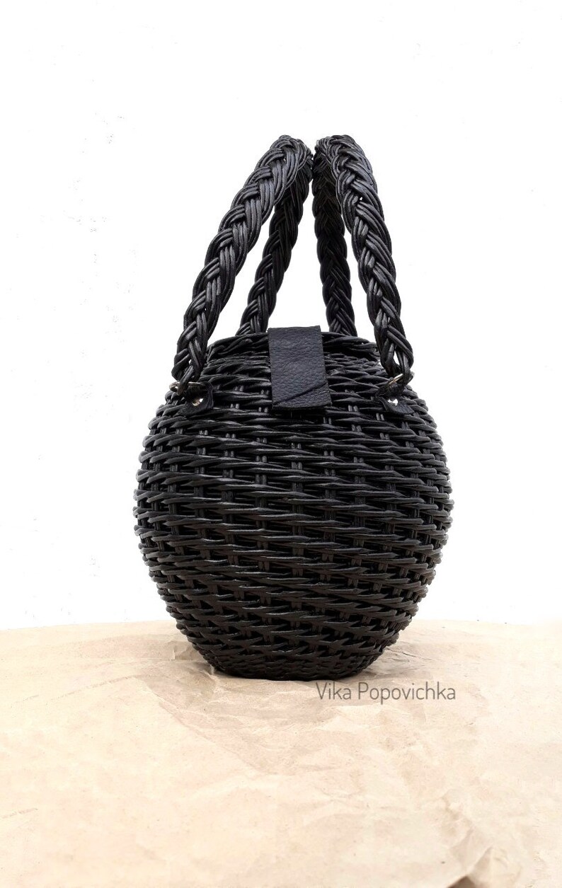 Exclusive black wicker bag Bag keg Unique bag with handles | Etsy