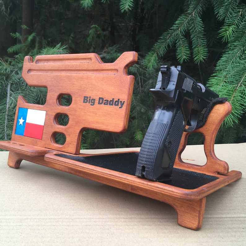 Texas gifts Nightstand organizer with gun holder. Charging Etsy