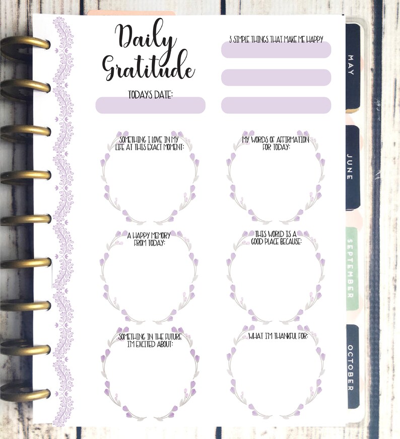 Happy Planner Printable Gratitude Journal Planner Etsy