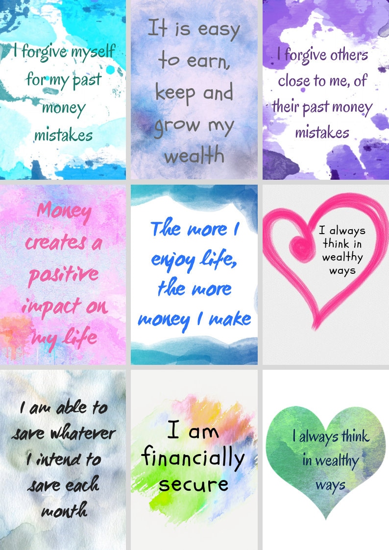 Printable Wealth Affirmation Cards Manifesting Money and Etsy
