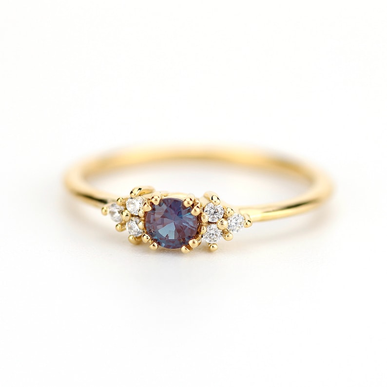 Alexandrite engagement ring diamond ring simple engagement | Etsy
