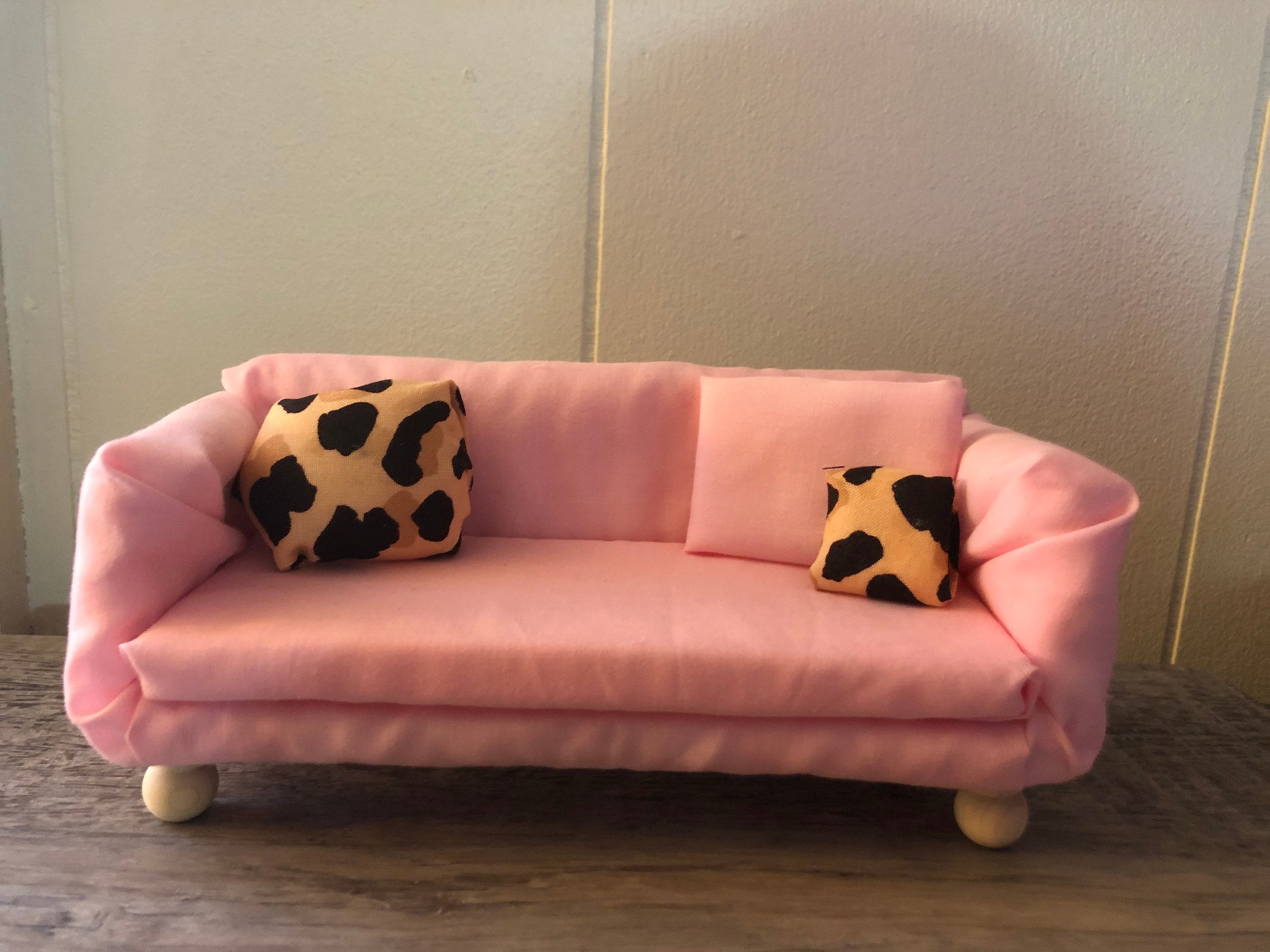 Pink Barbie couch for dollhouse | Etsy