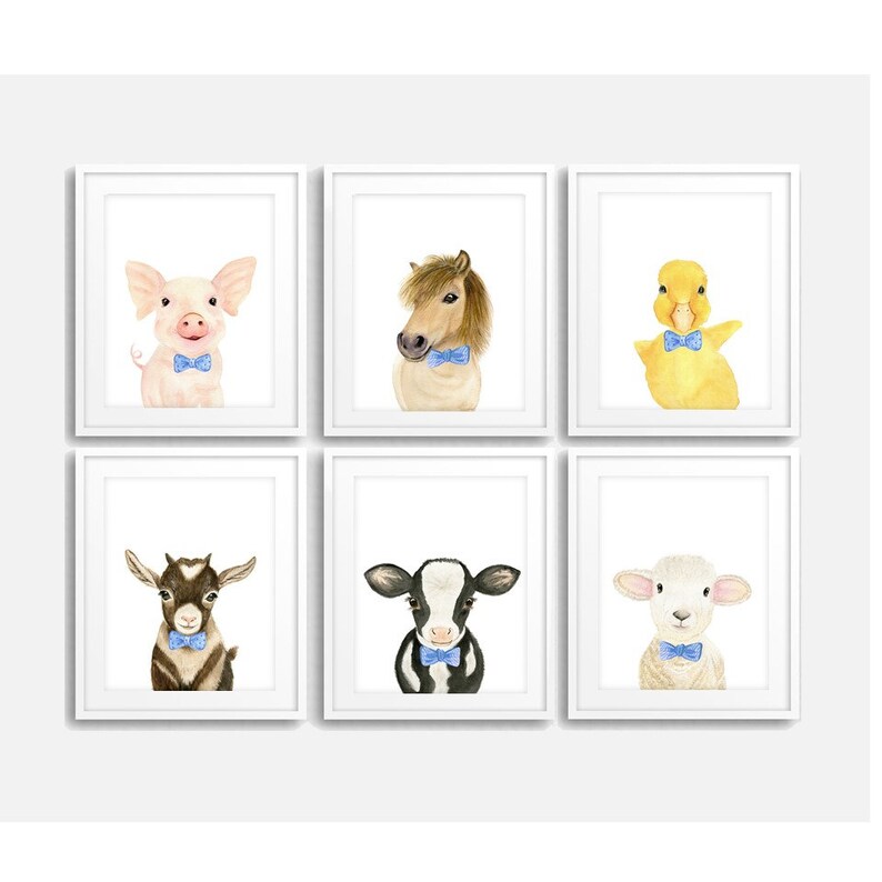 Set of 6 Farm Nursery Print Baby Animal PRINTABLE Animal Etsy