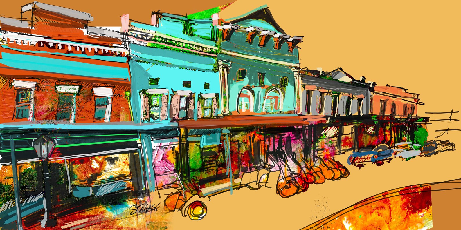 Colorful 1973 Grass Valley California gold country art Etsy