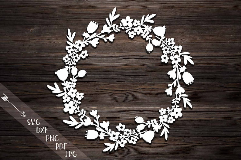 Flower wreath svg floral wreath svg simple wreath svg frame | Etsy