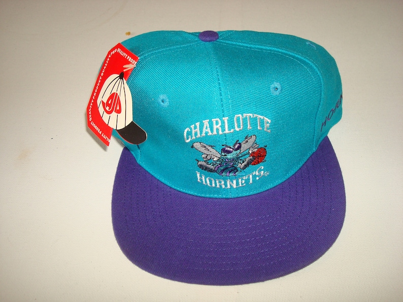 Charlotte Hornets Ajd Snapback Script Hat Cap Vintage 90s Etsy