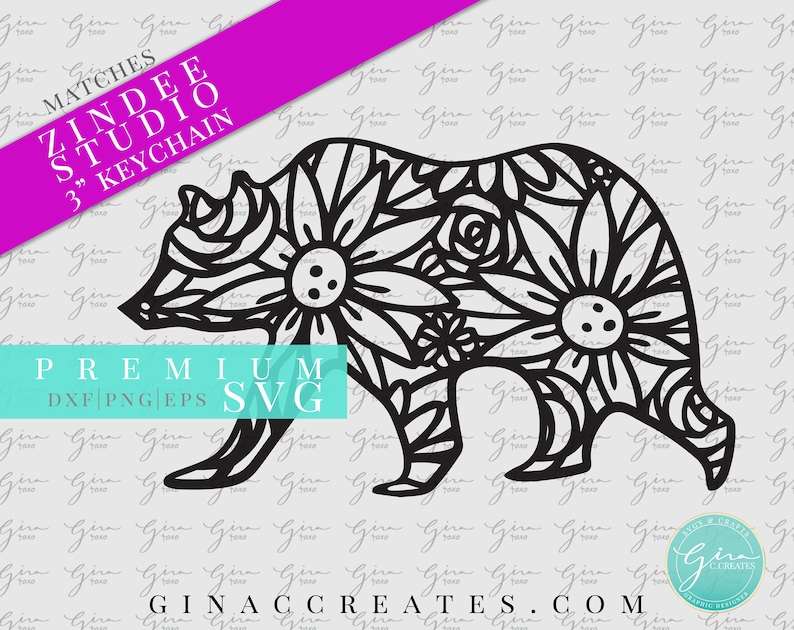 Download Floral Mandala Bear SVG Cut File svg for 3 inch bear key ...