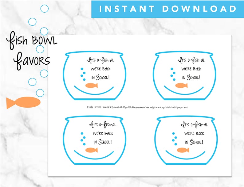INSTANT DOWNLOADPrintable Ofishally Back to School Fish Etsy
