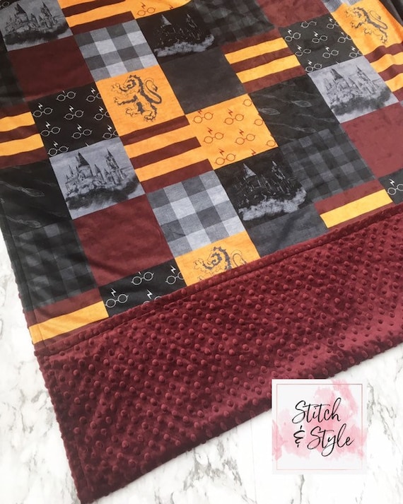 Choose your character and fabrics Custom Embroidered Harry Potter Minky Blanket Minky Blanket Baby Blanket Wizard Blanket.