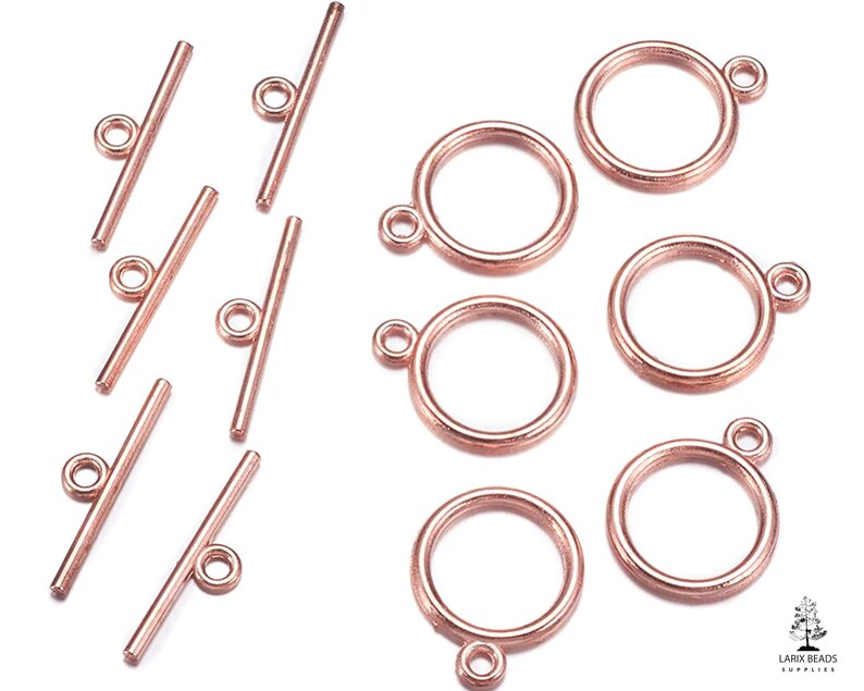 Simple Bar and Ring Clasps Rose Gold T Bar Clasps for Jewelry Jewelry Supplies Rose Gold Jewelry Findings Small Toggle Bar Clasps