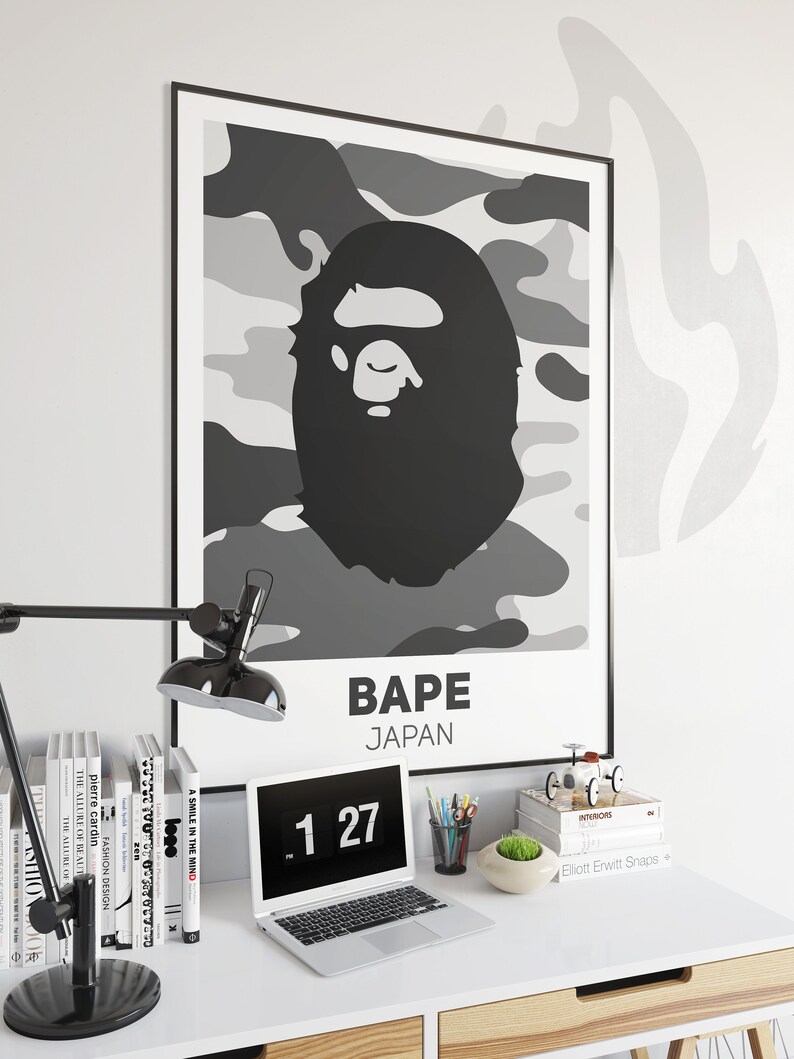 Bape Poster Streetwear Poster Bape Wall Art Fashion Print | Etsy