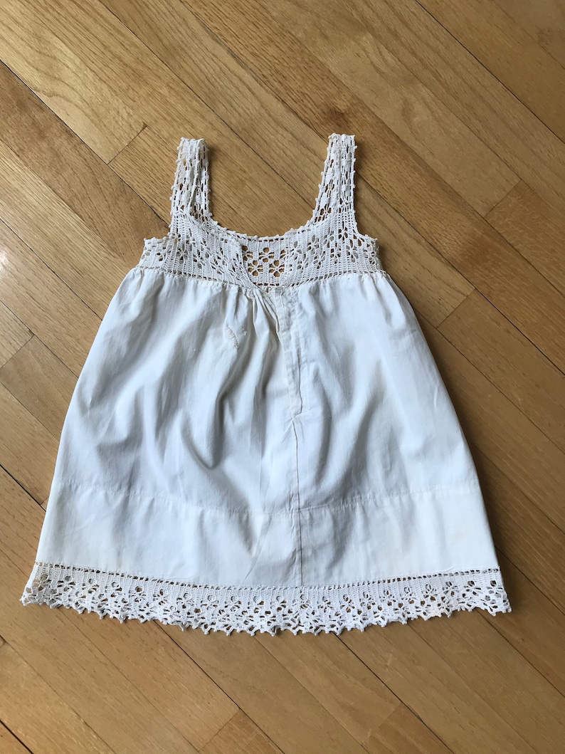 Vintage 1950/'s Hand Crocheted Top Baby Sun Dress Infant Doll Petticoat Slip