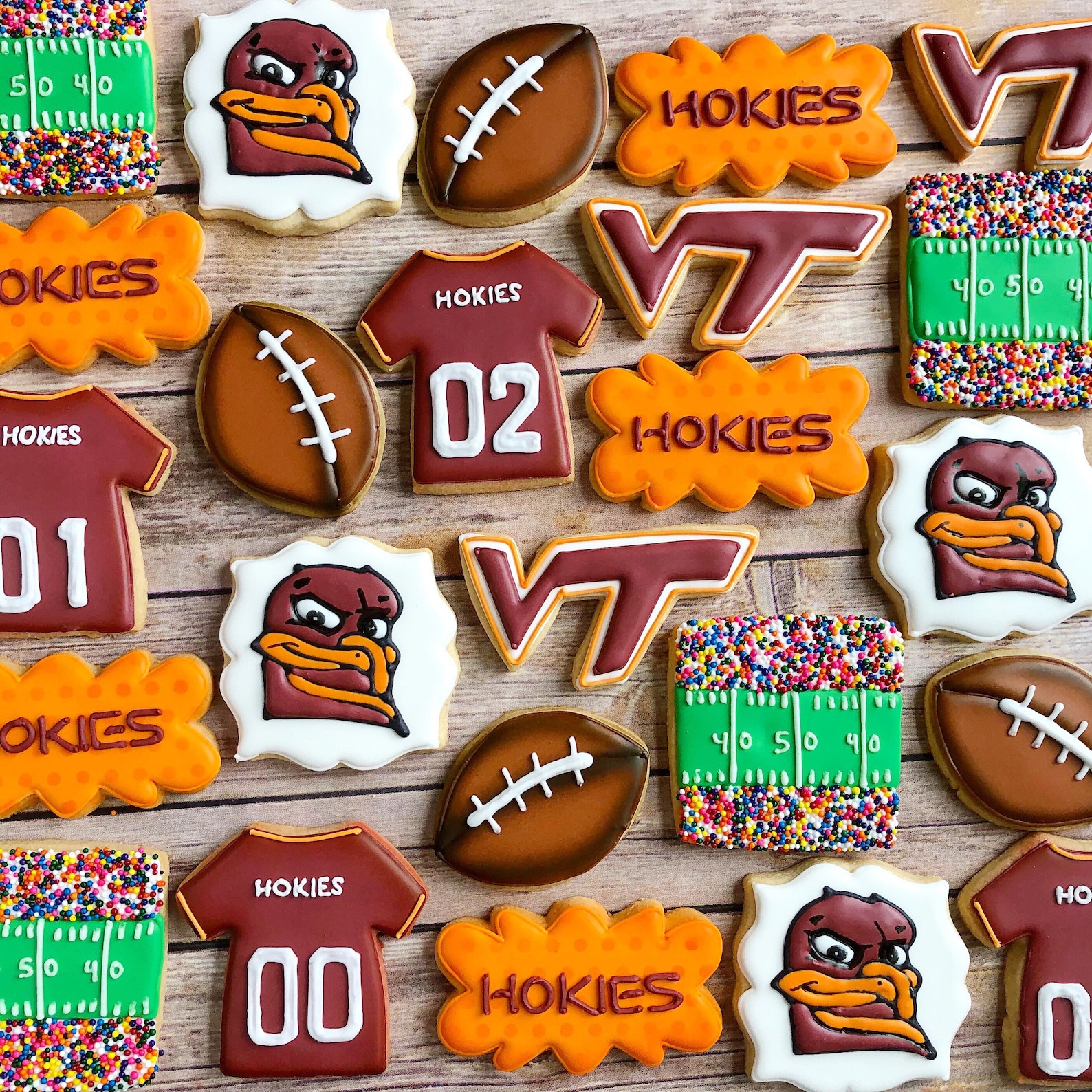 Virginia Tech themed football cookies | Etsy