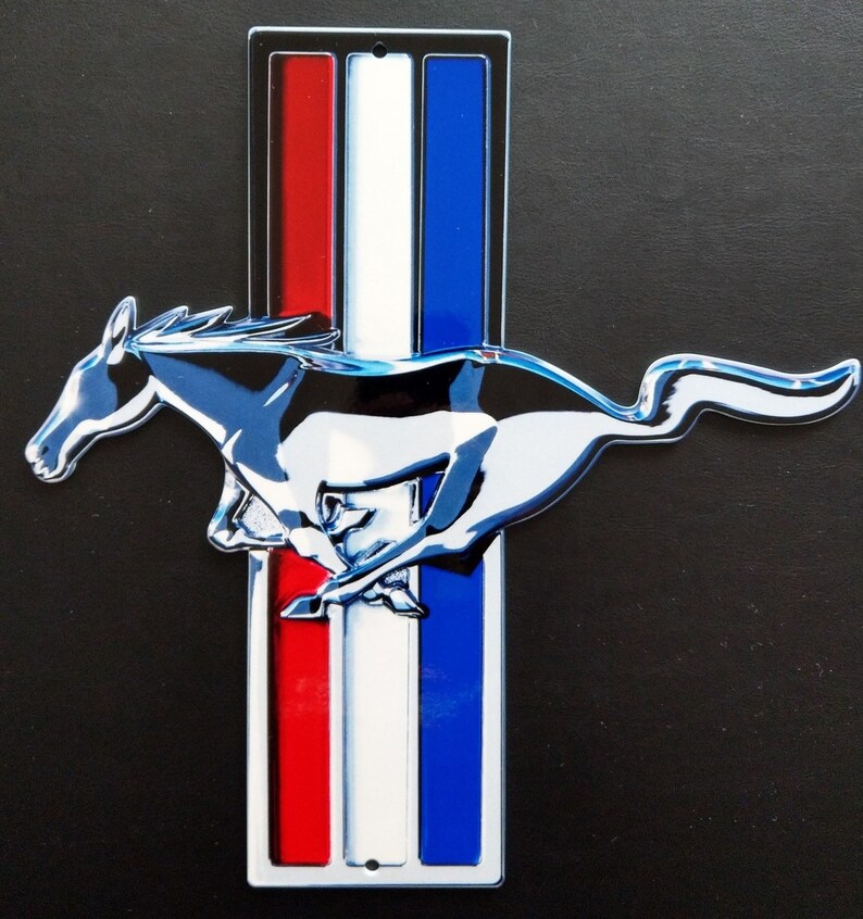 Ford Mustang Pony Color Tri-Bar Metal Sign | Etsy