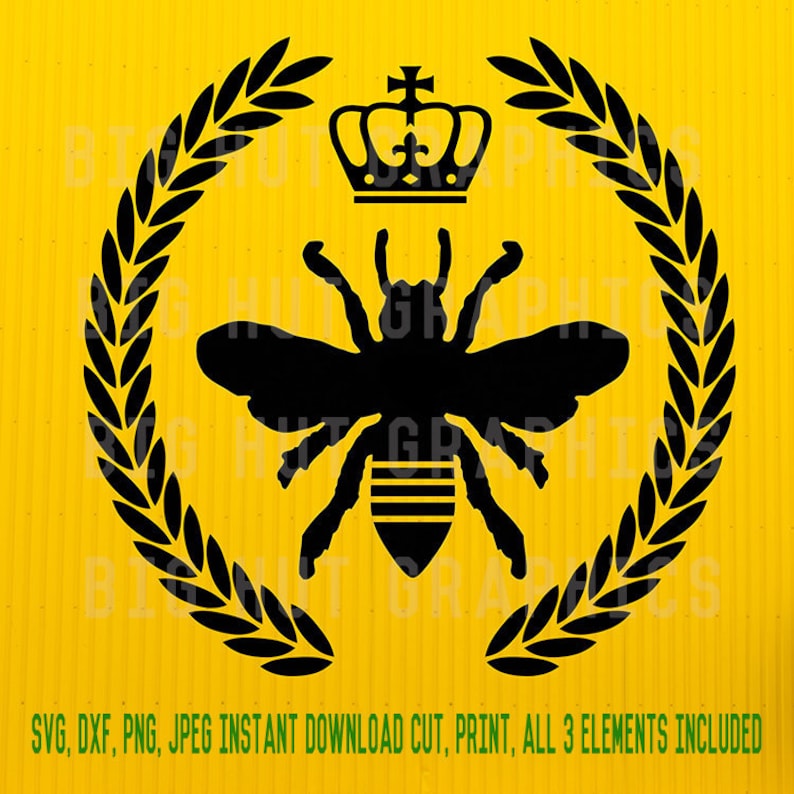 Download Queen Bee Svg honey bee svg crown svg laurel svg Bee | Etsy