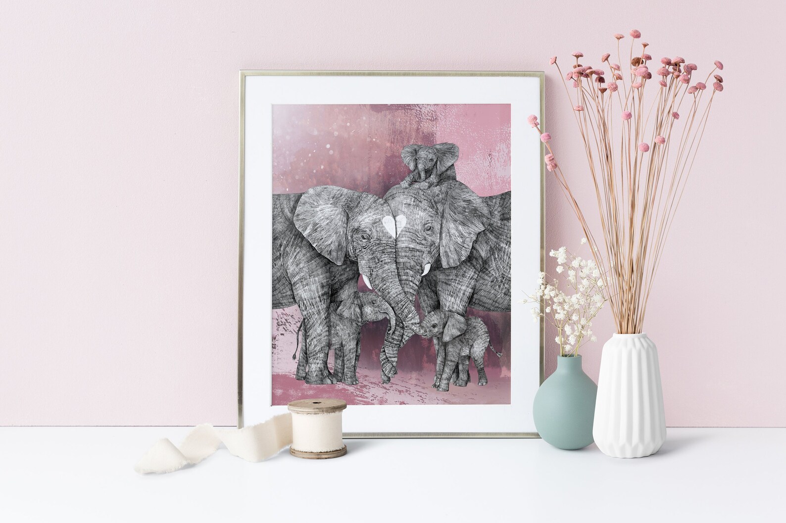 Elephant family wall decor Safari nursery decor Master Etsy