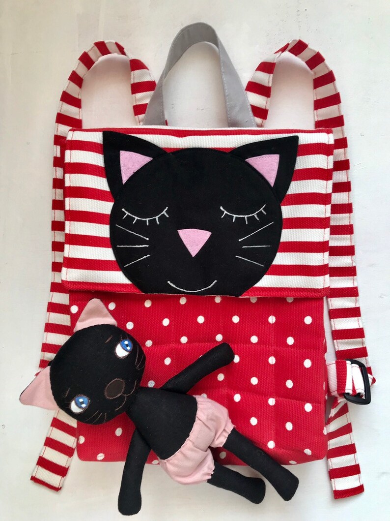 Cat Doll and Backpack Fabric Toy Handmade Backpack with Etsy